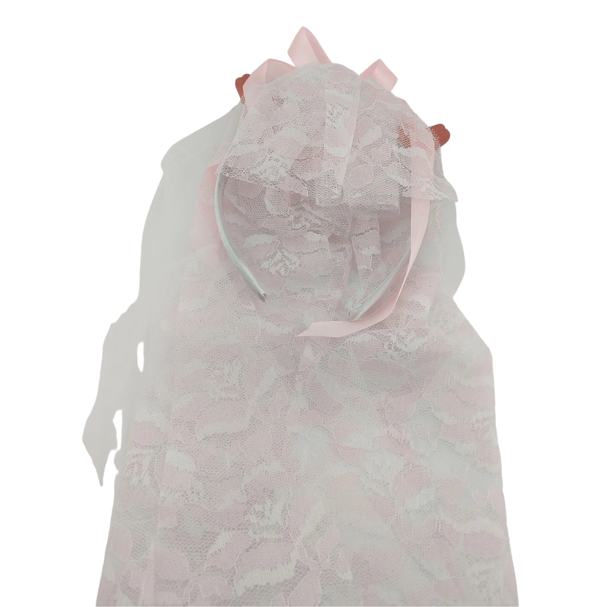 Cerchietto e velo Bianco/Rosa con 2 pisellini