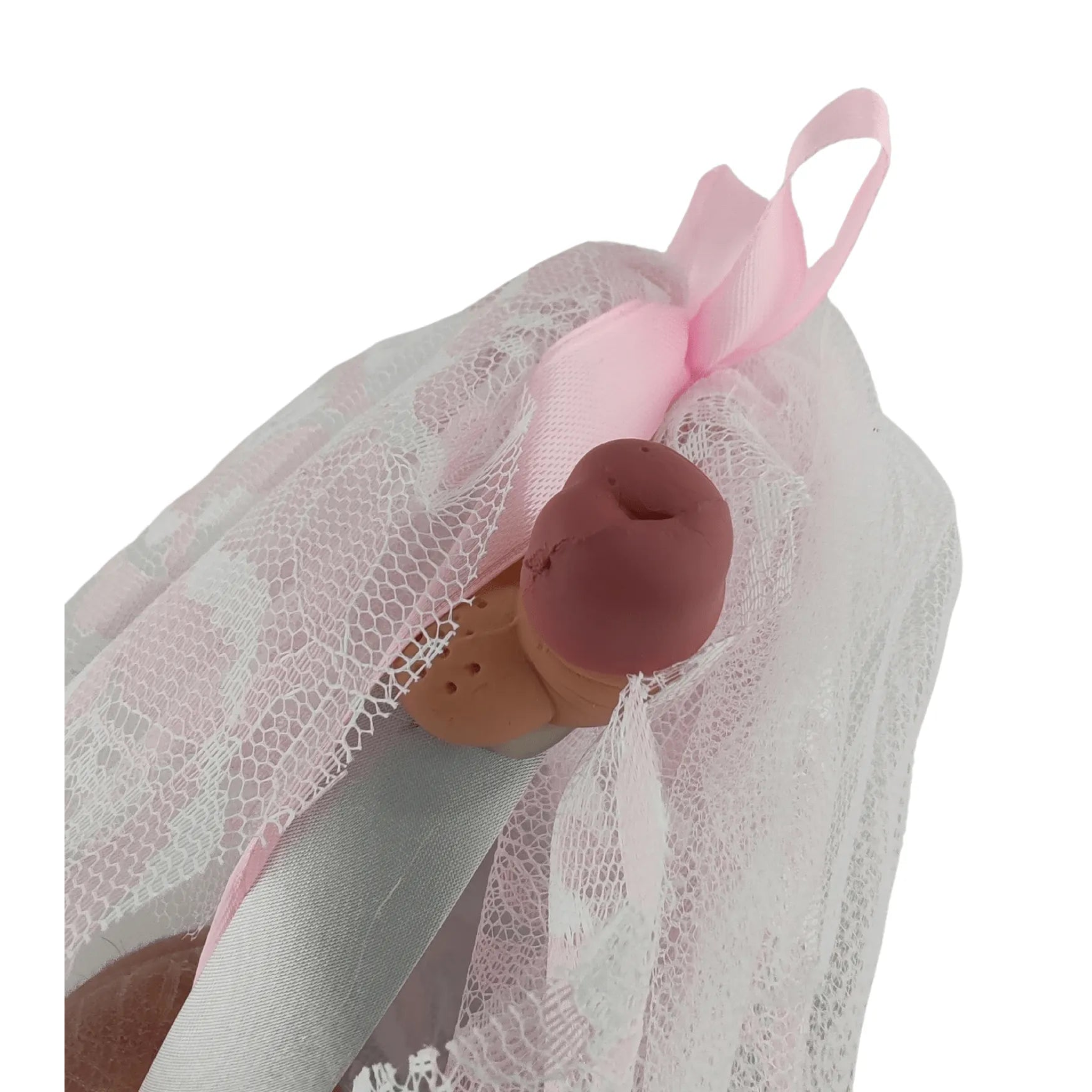 Cerchietto e velo Bianco/Rosa con 2 pisellini