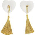 White nipple covers with gold tassels
