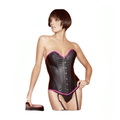 Schwarzes Mieder mit rosa Besatz – L