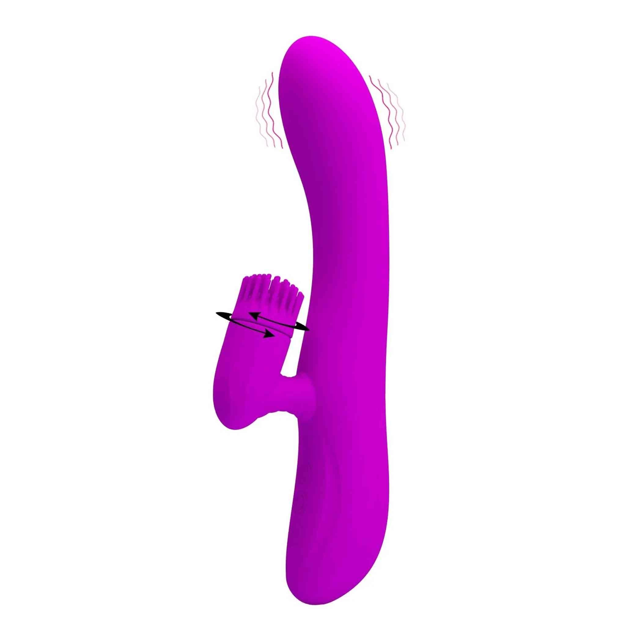 Elton Vibratore Rabbit con stimolatore clitorideo a spazzole roteanti