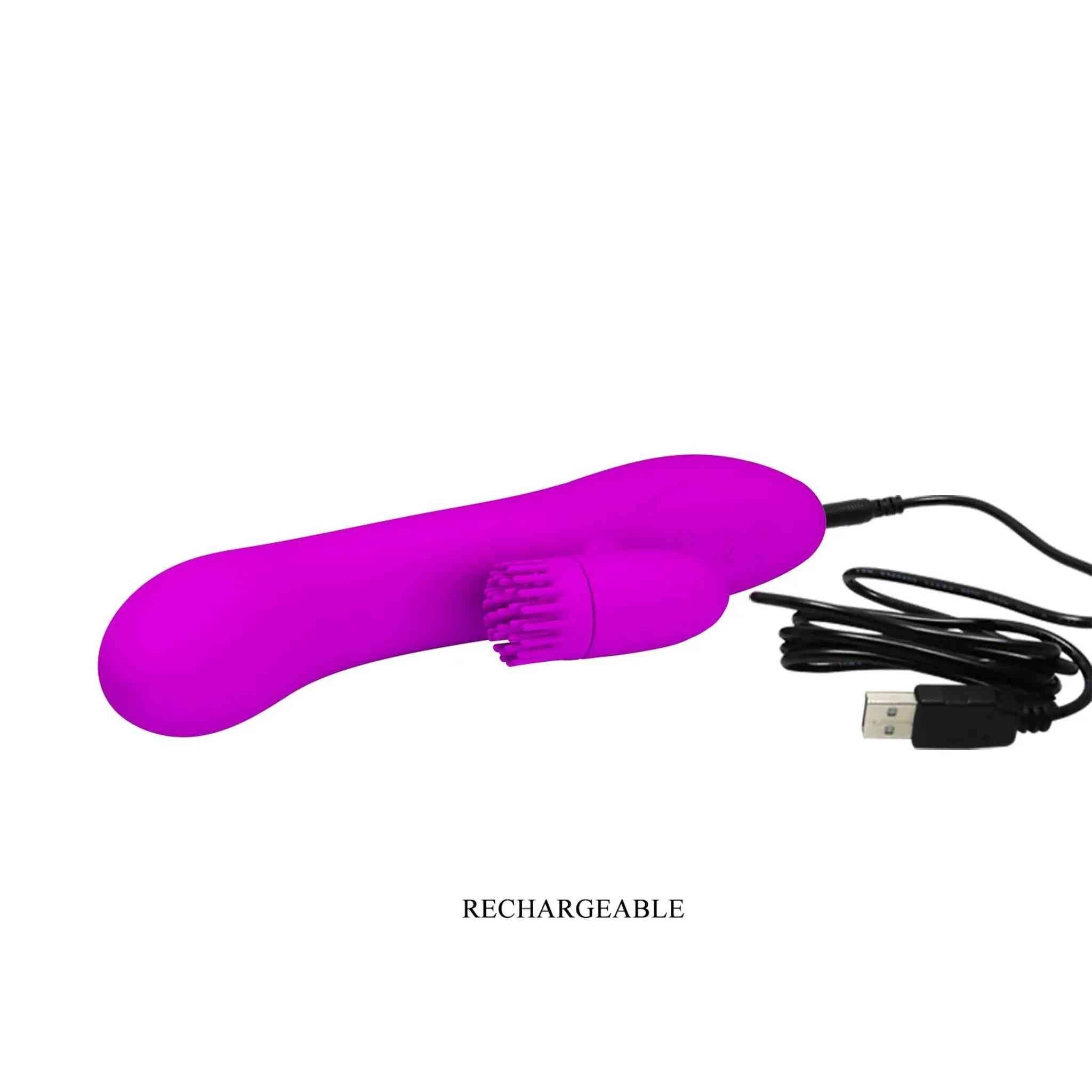 Elton Vibratore Rabbit con stimolatore clitorideo a spazzole roteanti