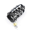 Leather Penis Cage with Metal Ring Structure and Safety Lock