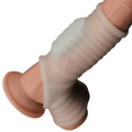 Vibrating Wave Knights Stimulating Full Phallic Sheath with Vibration - White