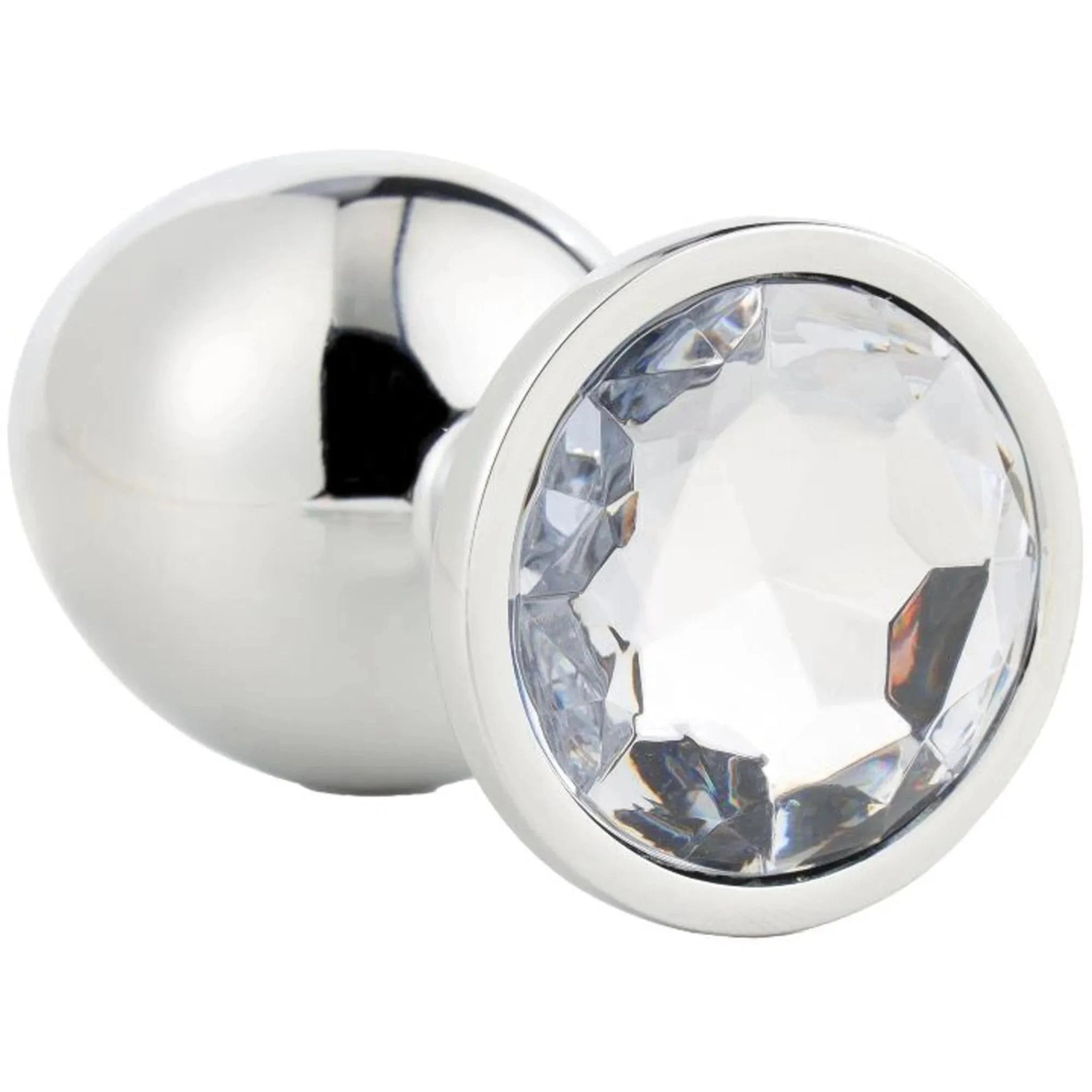 Plug Anale in Metallo Con Swarovsky Bianco - Large
