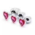 Plug de metal anal con swarovsky en forma de corazón - rosa, pequeño