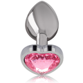 Plug de metal anal con swarovsky en forma de corazón - rosa, pequeño