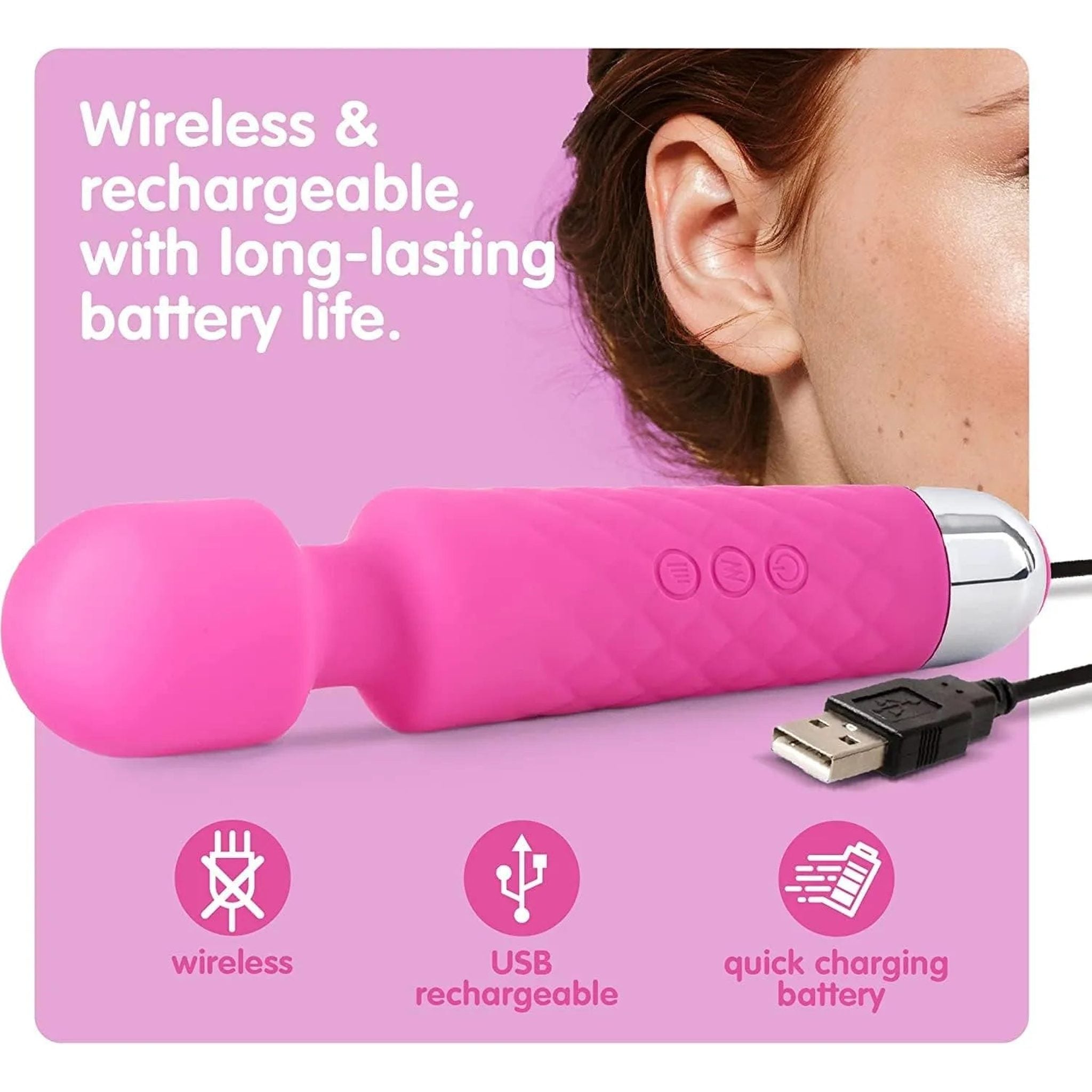 Power Wand Con Frequenze ed Intensità Personalizzabili Fucsia