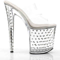 Sandalo Stardust Con Strass Plateau Trasparente Tacco 18