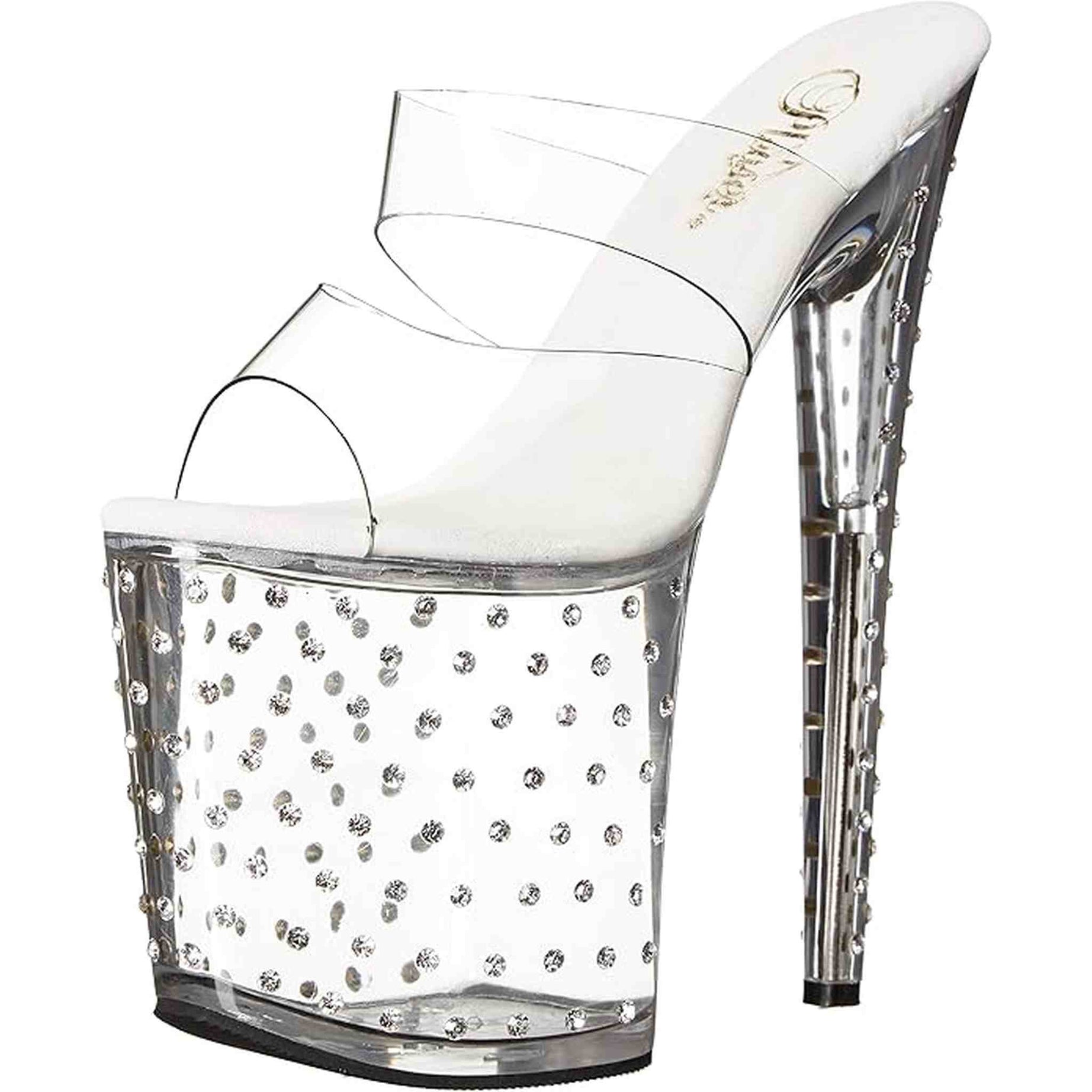 Stardust Sandale mit Strasssteinen, transparentes Plateau, 18cm Absatz