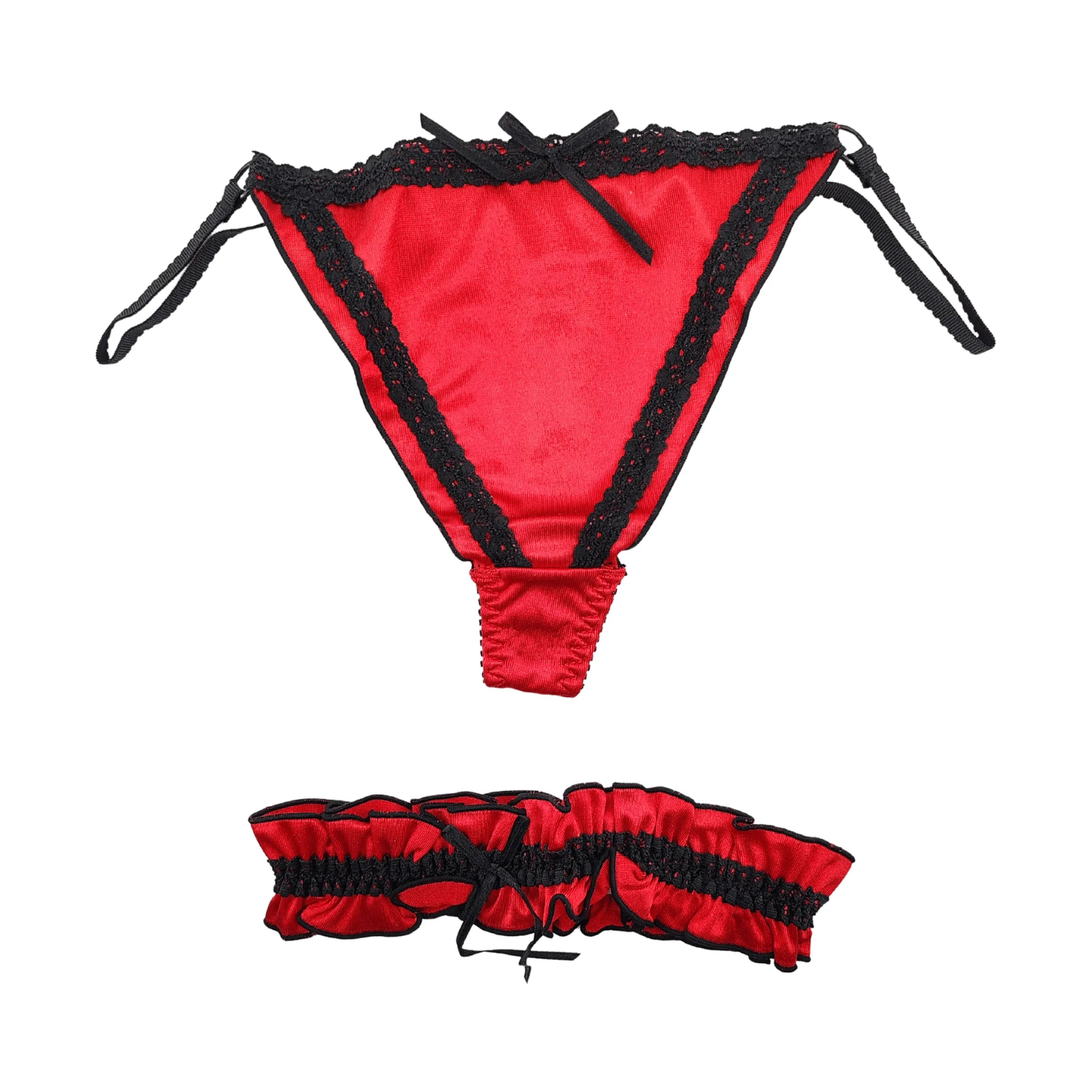 Set Perizoma e Giarrettiera In Raso