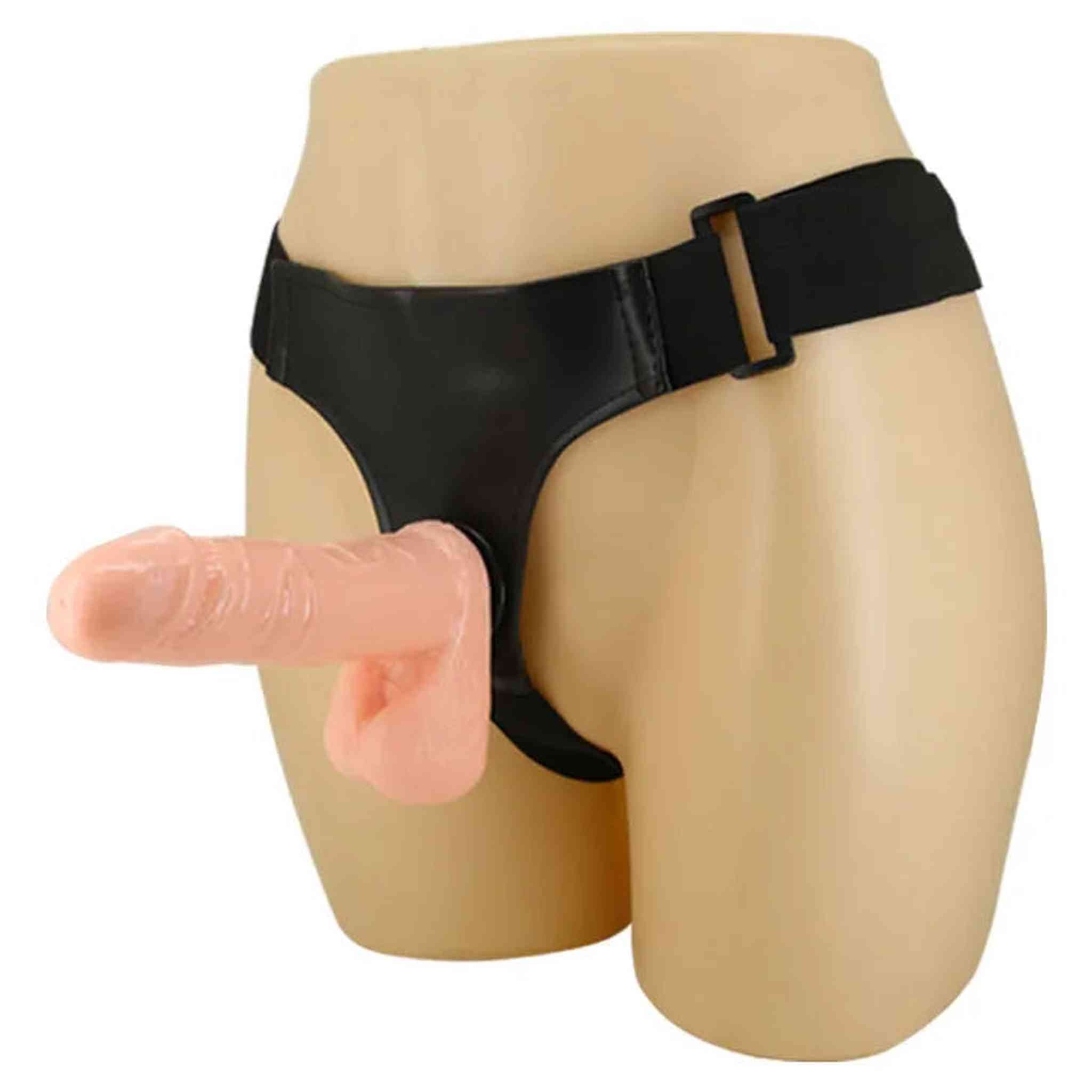 Strap-On realistico in TPR morbido con cintura in cuoio resistente - 17.5 cm ร 4.3, Rosa Carne