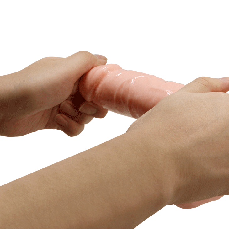 Realistic soft TPR strap-on with durable leather belt - 17.5 cm ร 4.3, Nude Pink