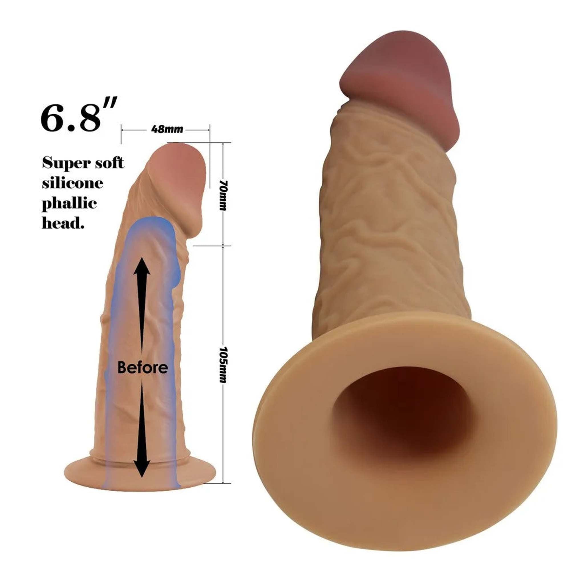 Strapon Hollow Super Realistico 17.5 cm x Ø 4.8 cm con Vibrazione Multispeed
