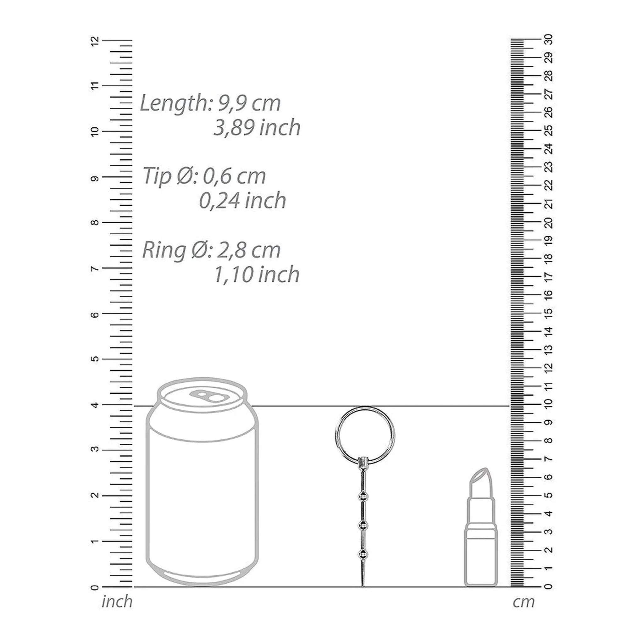 Urethral Sounding Metal Stick Lungo 99 mm con Diametro 6 mm