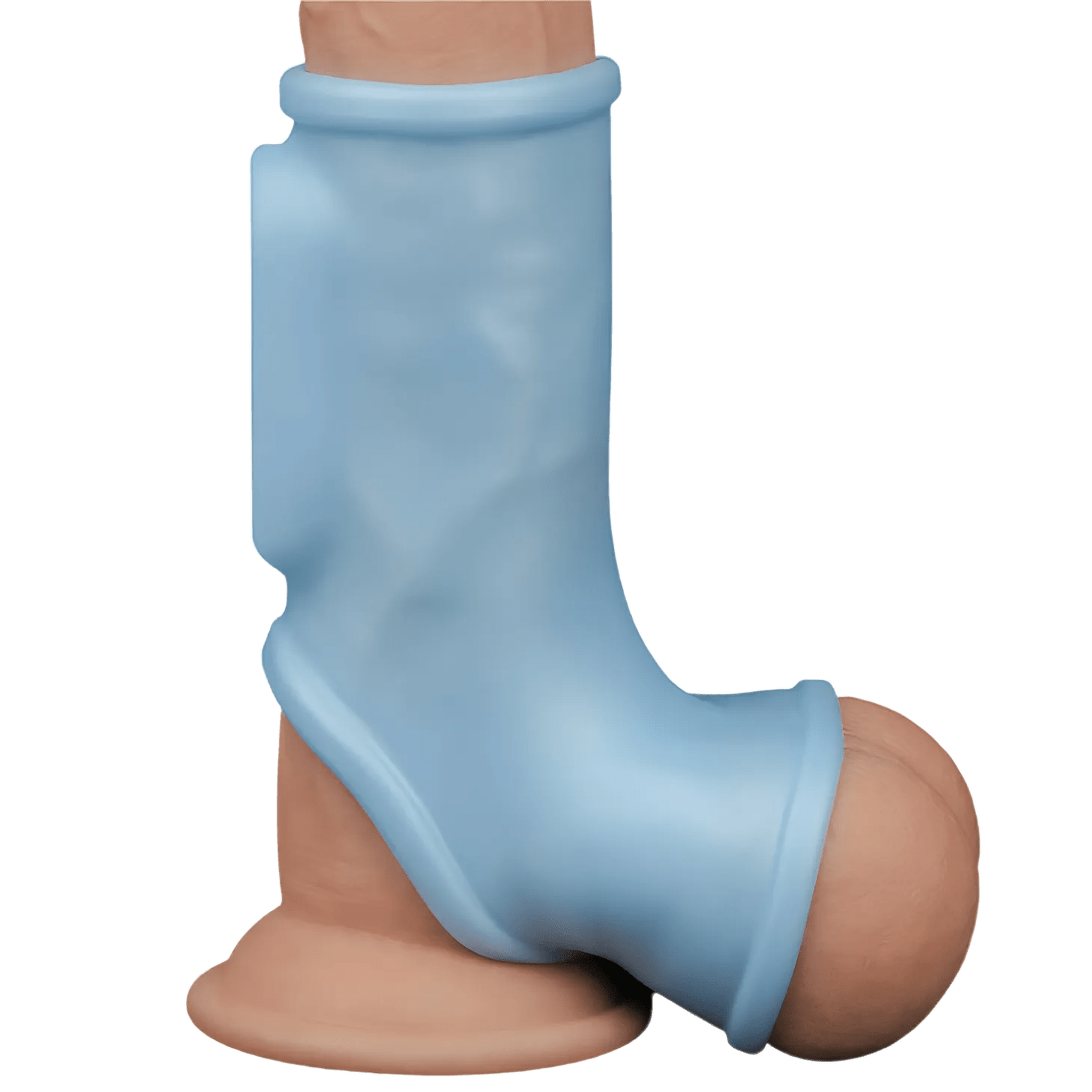 Vibrating Wave Silk Guaina Fallica Intera Stimolante con Vibrazione - Azzurro