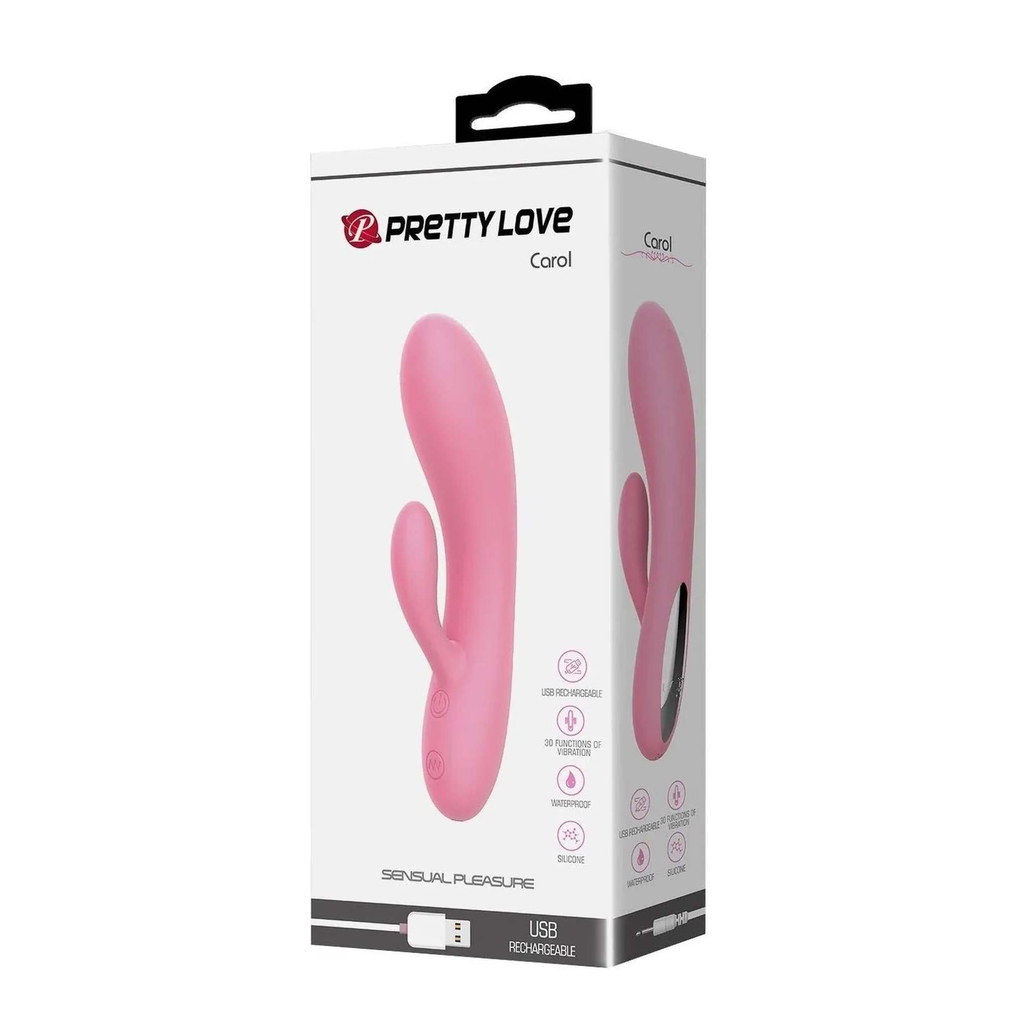 Vibratore Rabbit Carol - 30 modalità di vibrazione, Ricaricabile, Rosa