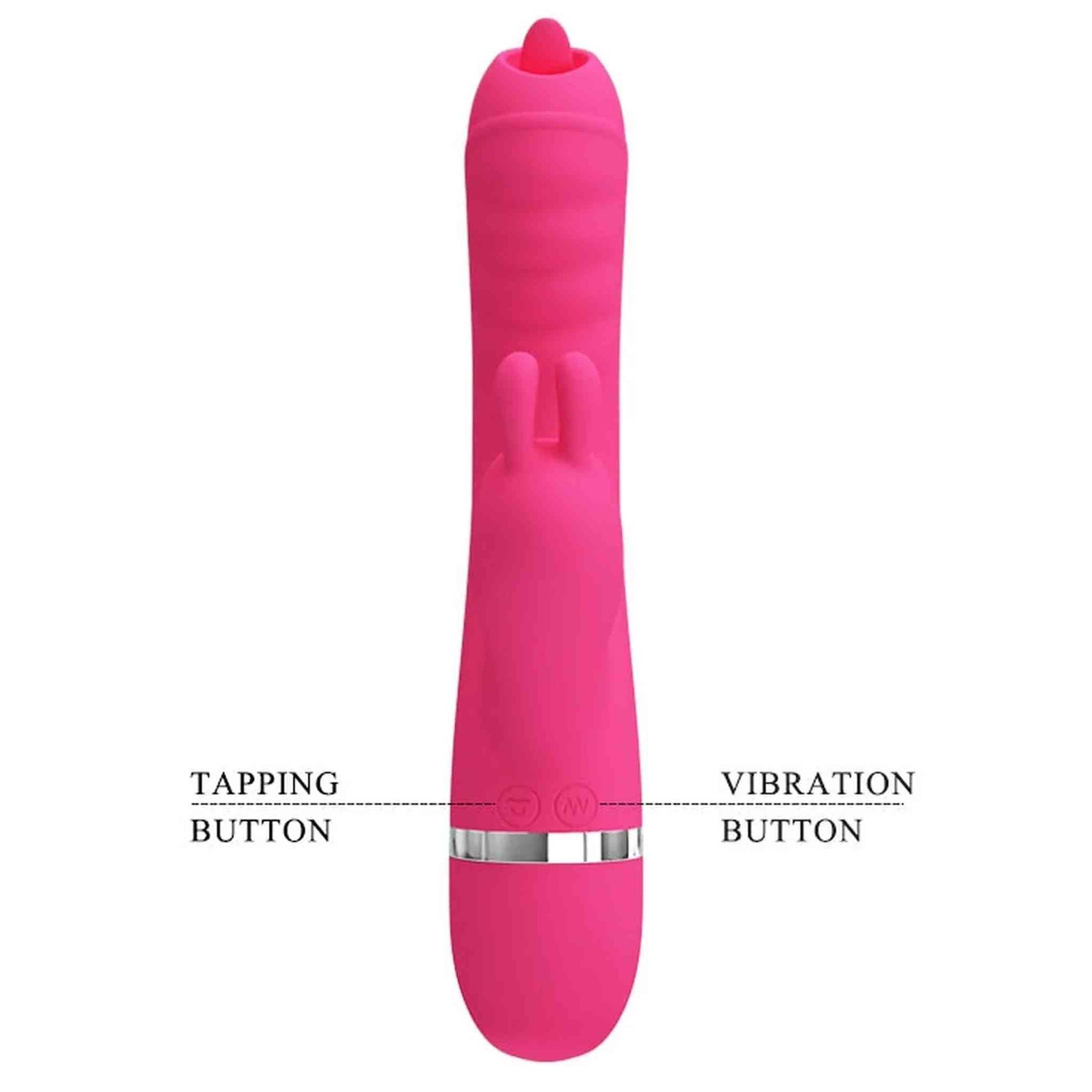 Vibratore Rabbit con funzione Licking e Succhia Clitoride - Silicone Medicale, Fucsia