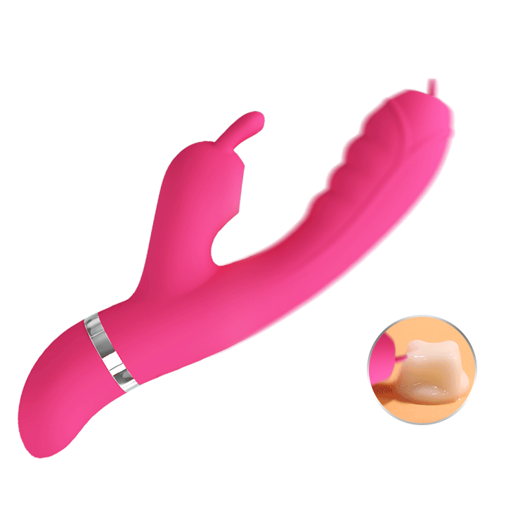 Rabbit-Vibrator mit Leck- und Klitoris-Saugfunktion – Medizinisches Silikon, Fuchsia