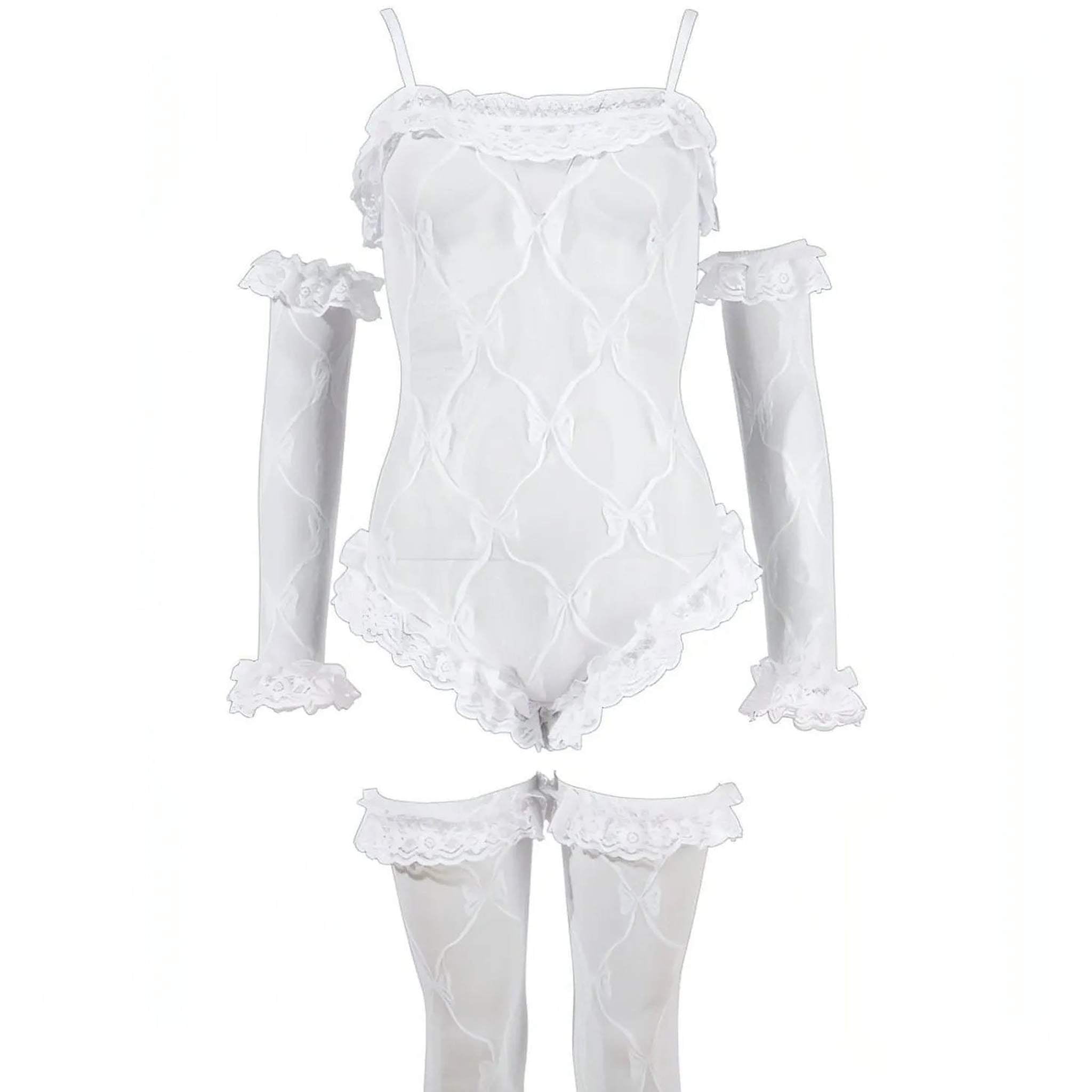 Body, maniche e calze bianche - M/L