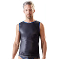 Canotta Uomo Nero Opaca con Bordatura Blu