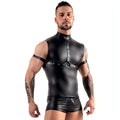Schwarzes Tanktop mit Nackenharnisch und einschnürenden Armen