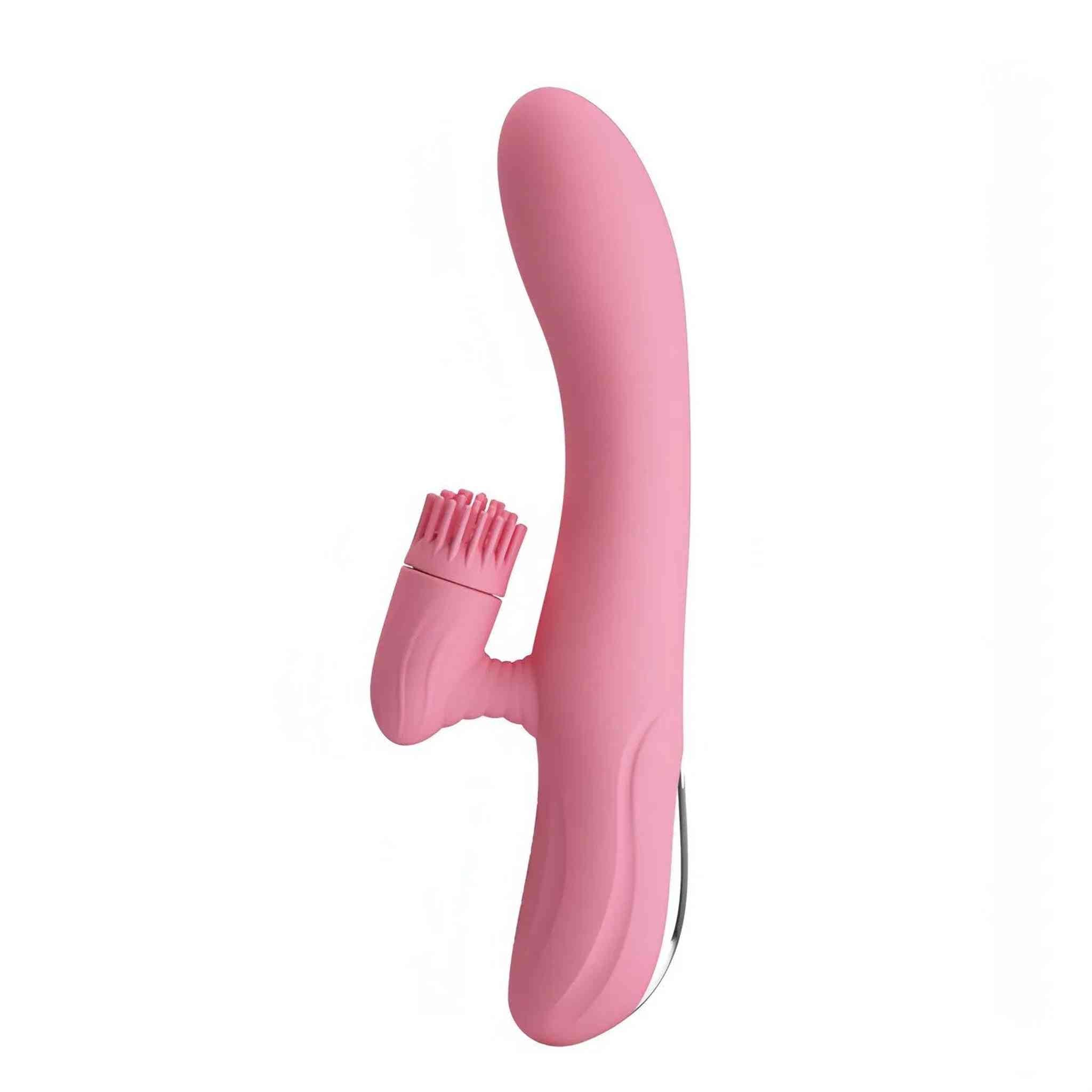 Chris Vibratore Rabbit con stimolatore clitorideo a rotazione - Silicone, Anallergico, Ricaricabile, 7 modalità di vibrazione
