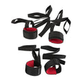 Komplettes Biding-Set – 4 Fußkettchen/Armbänder mit ebenso vielen Riemen von je 1,15 m Länge – Schwarz