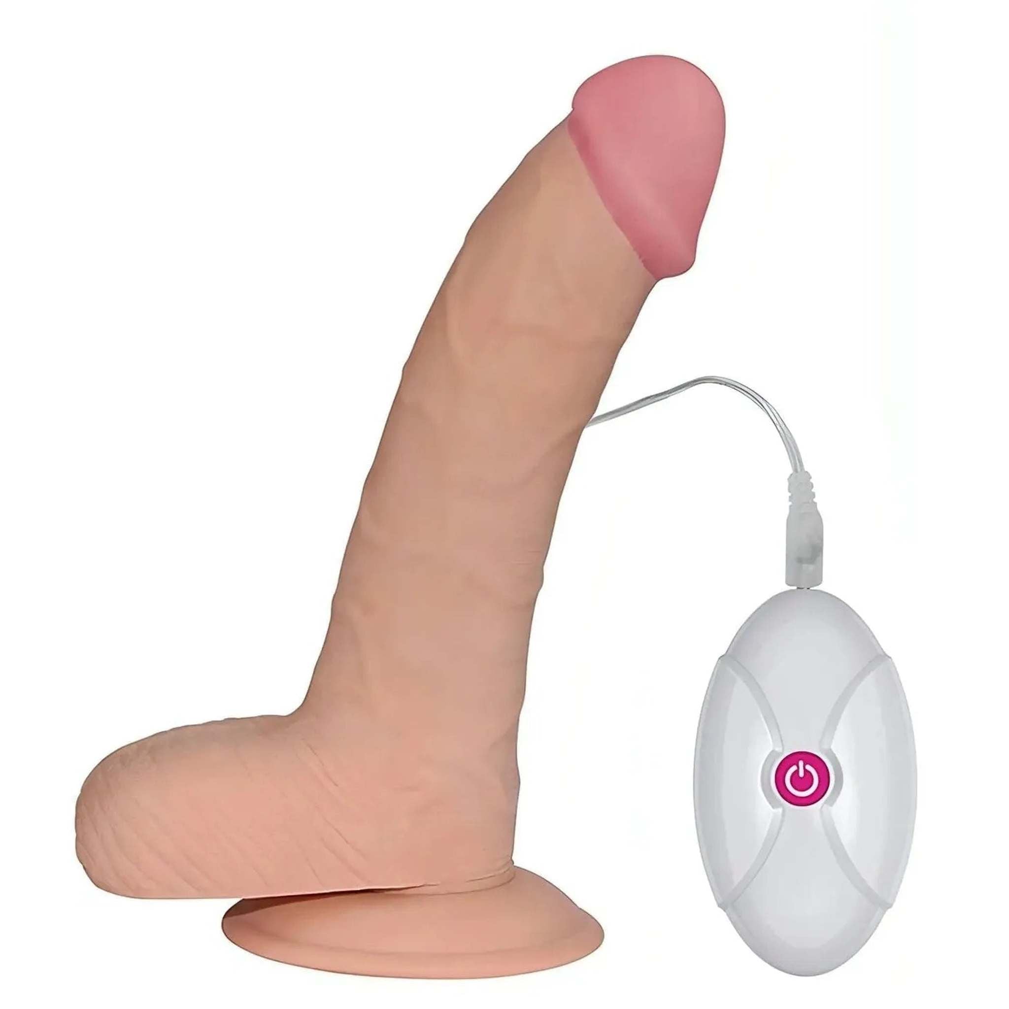 Fallo Realistico 20 cm Extra morbido con testicoli e ventosa - 8.8″, Rosa Carne
