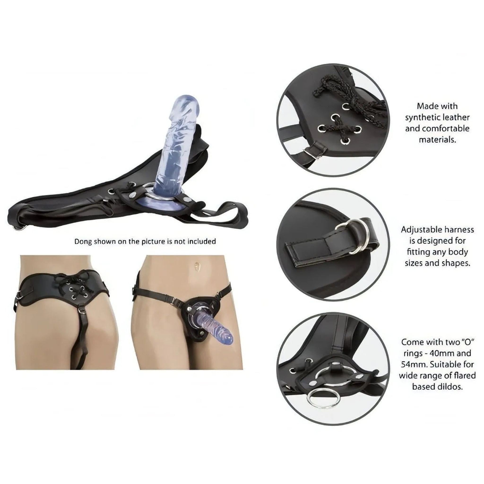 Imbracatura A Doppia Imbottitura Per Falli Con Ventosa Con 2 Anelli