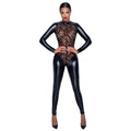 Jumpsuit aderente con inserto di velluto tigrato