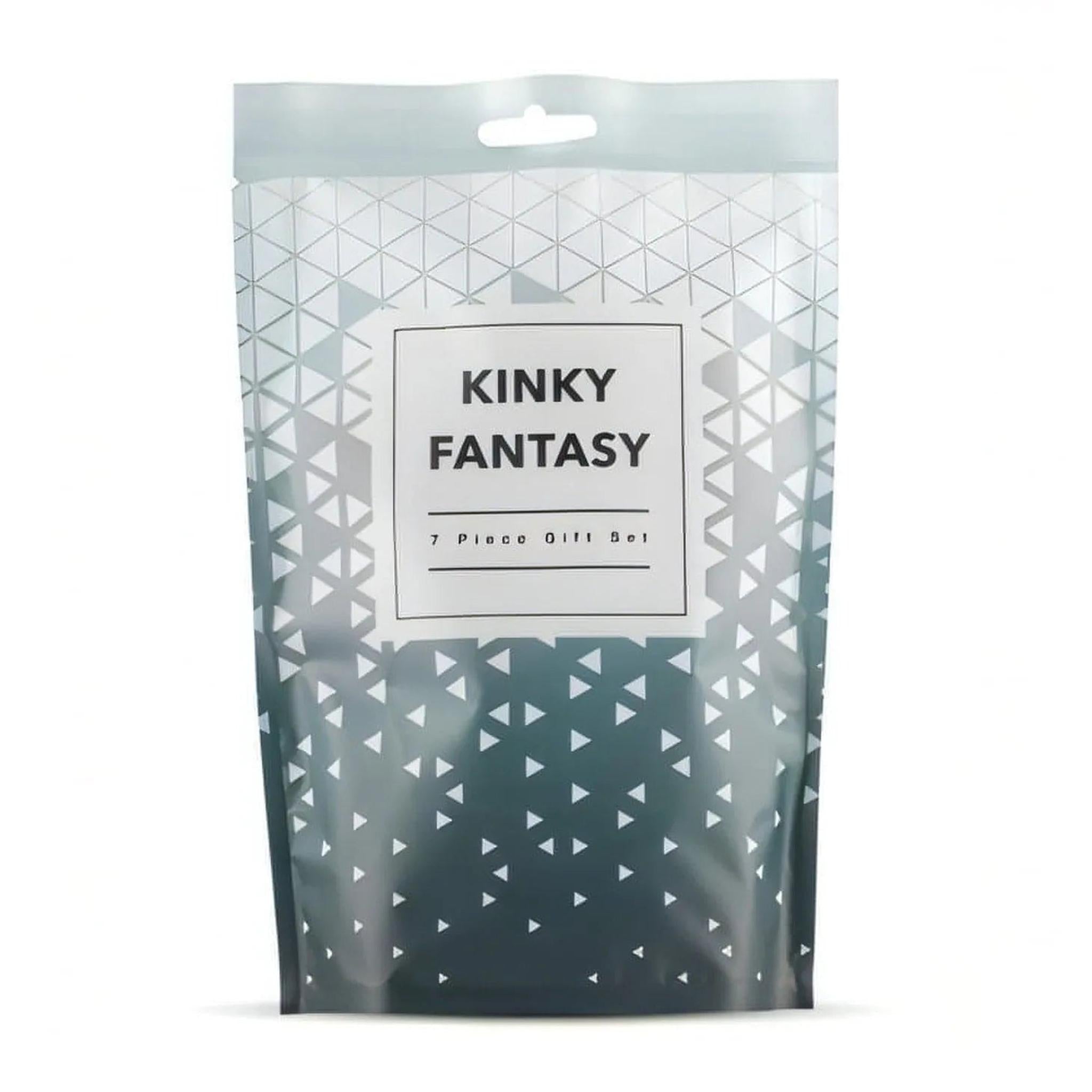Kinky Fantasy Gift Box - Stimolatore Clitorideo in Silicone, Anello Vibrante, Feather Tickler, Manette, Benda Satinata, 2x Dadi