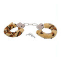 Metallic handcuffs with leopard plush