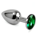 Rosebud kleiner silberner Analplug 7 cm grün