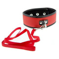 Rotes und schwarzes Halsbandset mit roter Leine