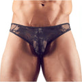 Slip Neri In Pizzo Con Ricami Floreali