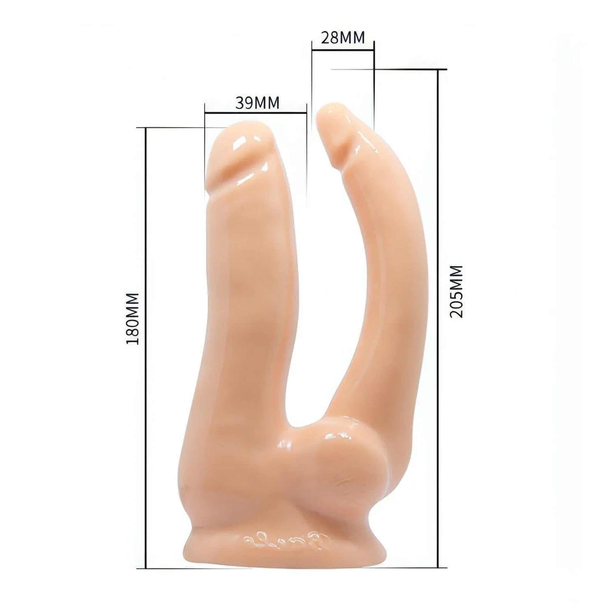 Strap-On Realistico Vibrante per Doppia Penetrazione - Rosa Carne, Multivelocità