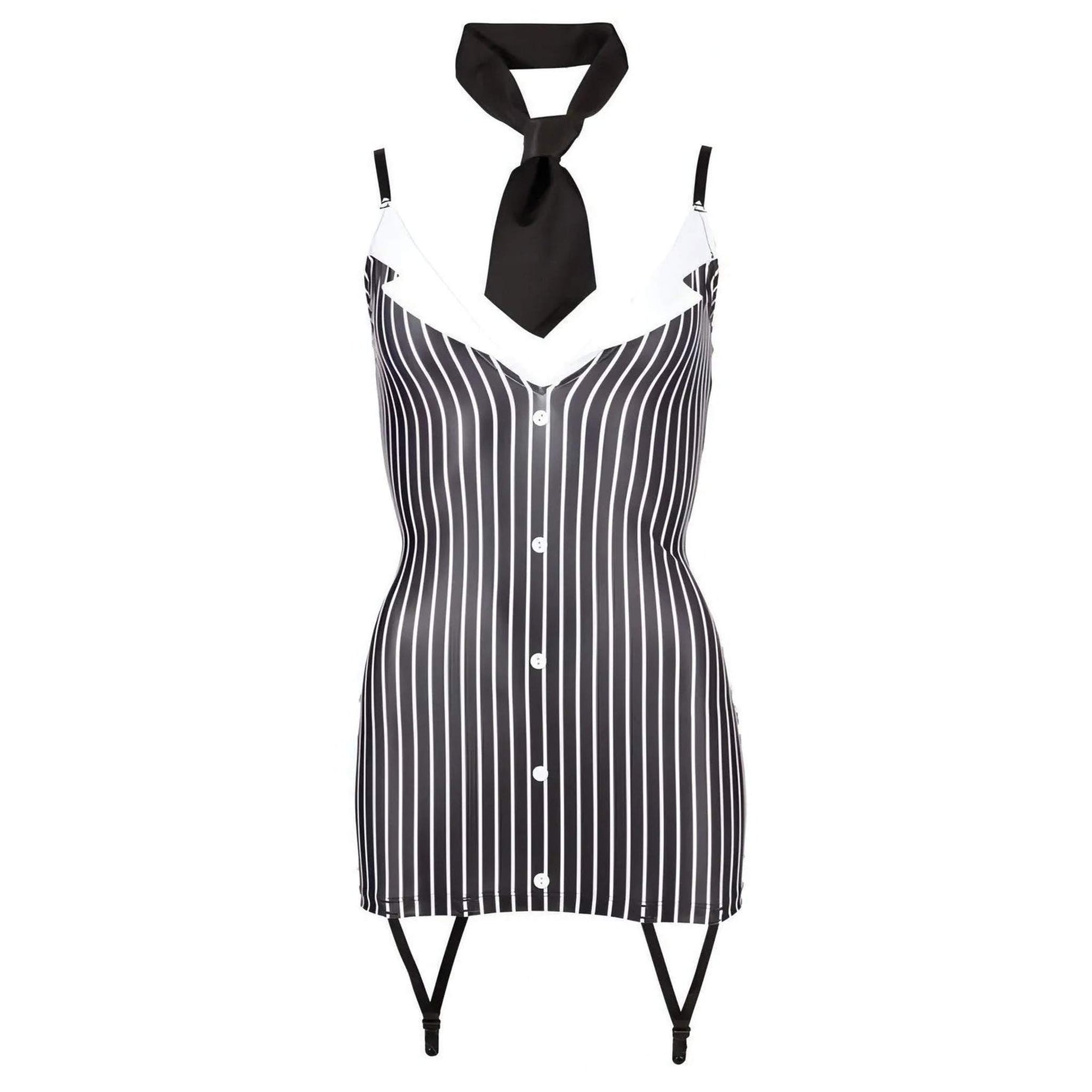 Vestitino da Segretaria Sexy con clip reggicalze e cravattino Nero