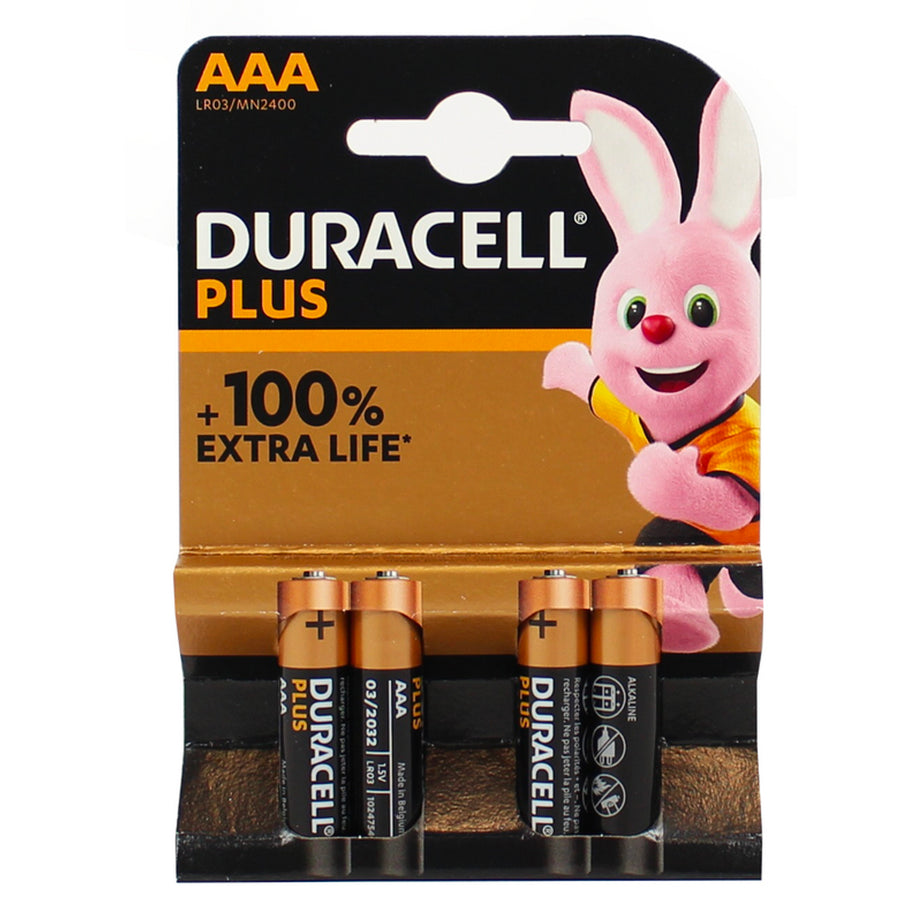 Duracell Plus AAA Batterie Mini Stilo Alcaline 1.5V LR06 MN2400 - Confezione da 4 pezzi - GoEstasy