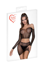 Completo Top e Gonna in Rete Rougir de Désir – Completo Sexy Nero, foto 3