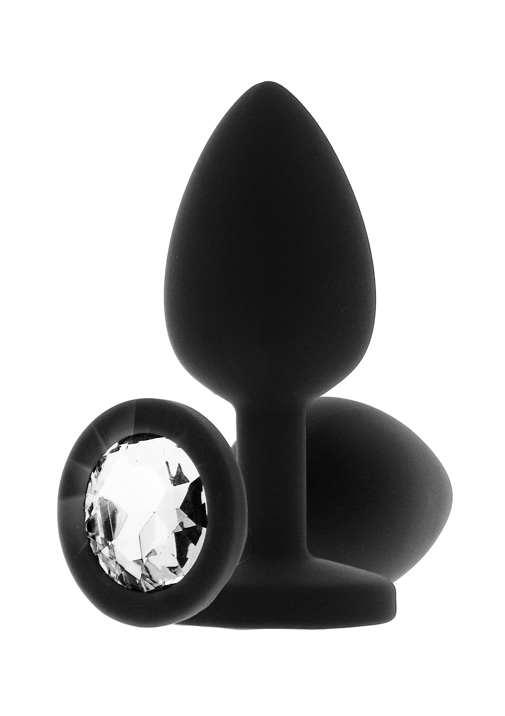 Anal Plug With Diamond - Small, Black Silicone