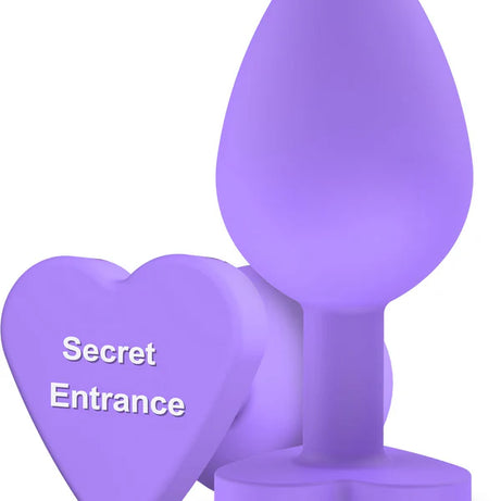 Plug Anale Con Base a Cuore - Medium, In Silicone Viola