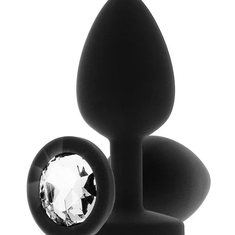 Plug Anale Con Diamante - Small, in Silicone Nero