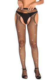 Collant a Rete con Strass Rougir de Désir – Calze Effetto Reggicalze, foto 2