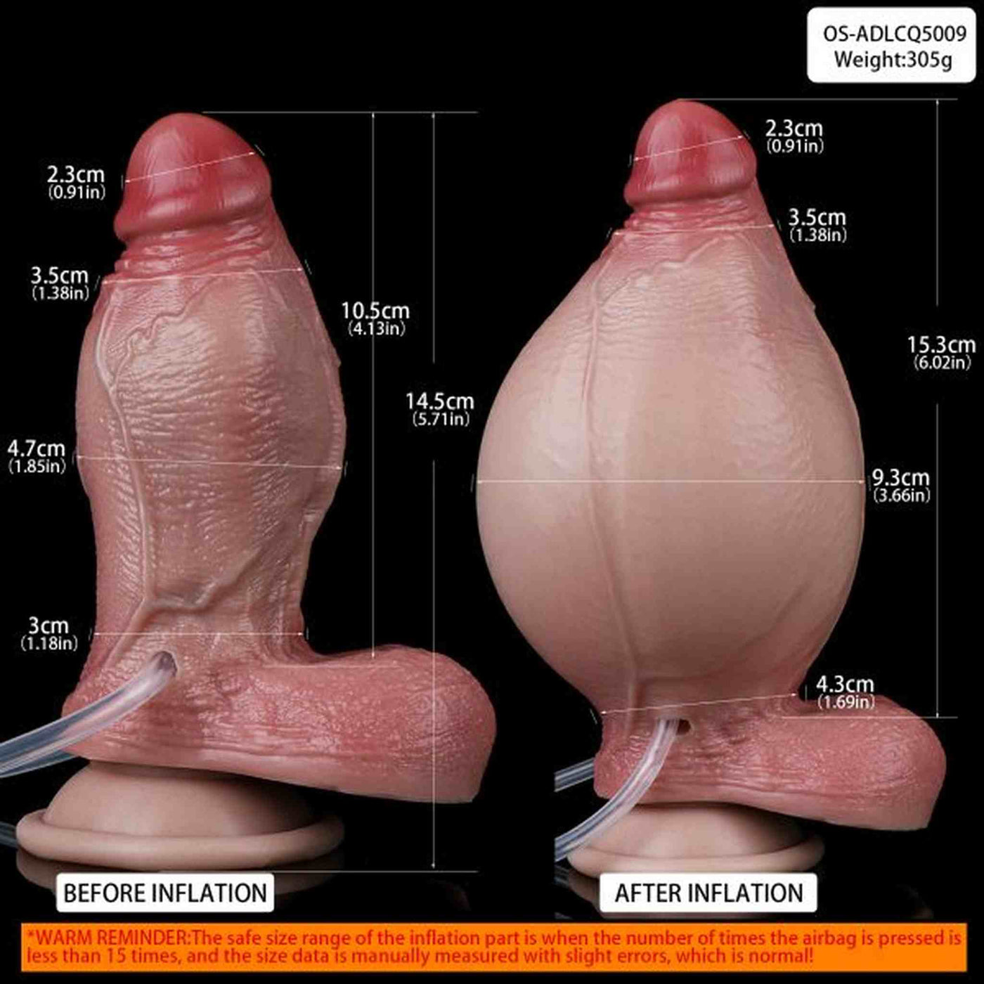 5.7” Inflatable Dildo Realistic Sex Toy For Women