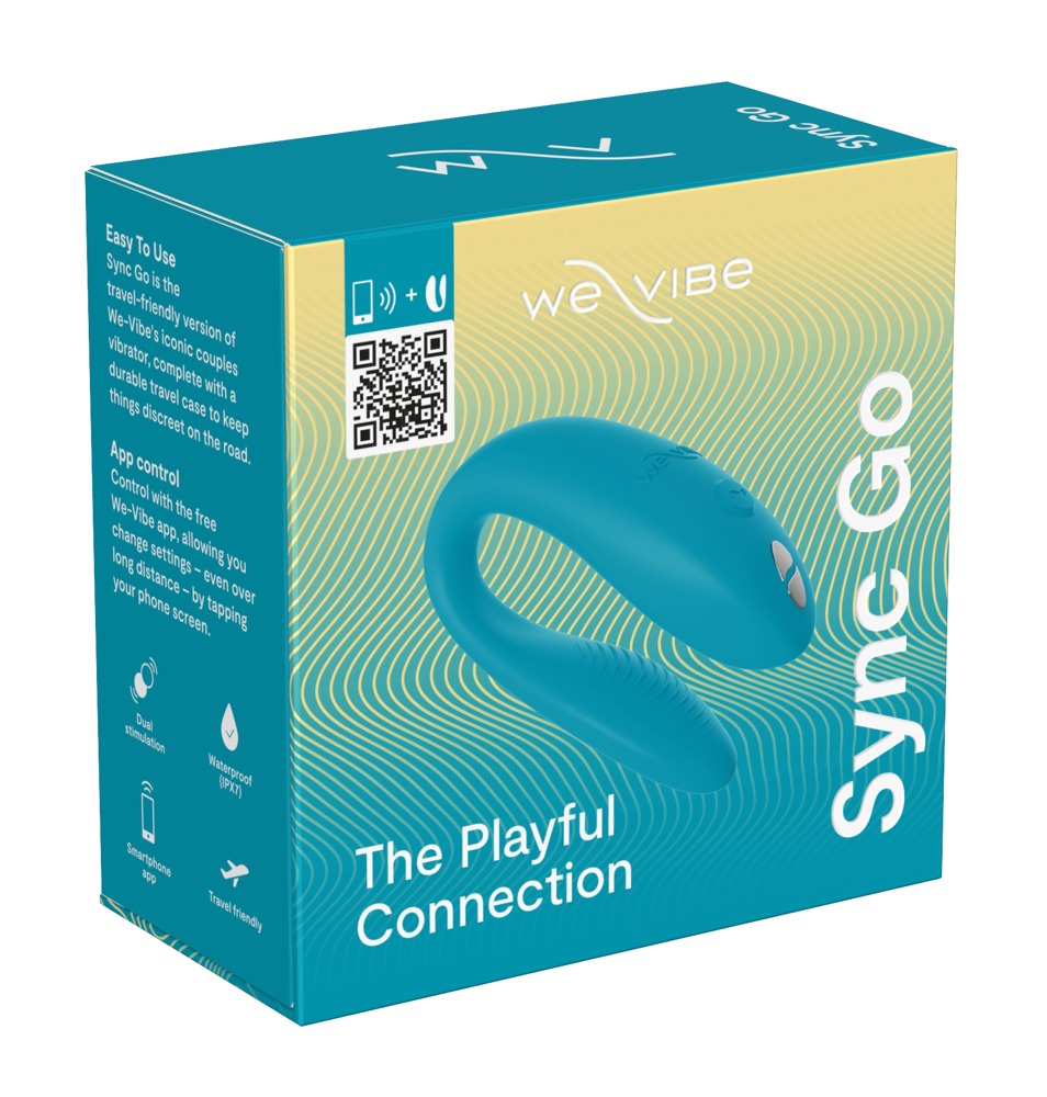 We-Vibe Sync Go - vibratore di coppia compatto, impermeabile, da app, Turchese, foto 3