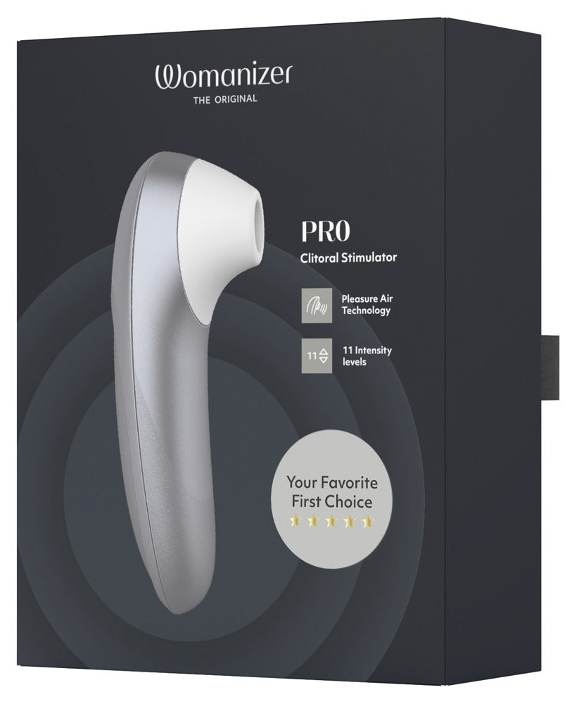 Womanizer Pro – Succhia Clitoride Pleasure Air con 11 Intensità, Argento, foto 3