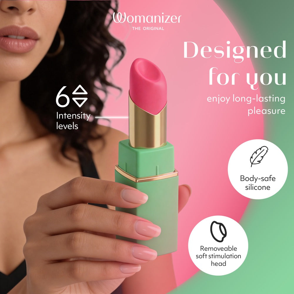 Womanizer Beauty – Succhia Clitoride a Forma di Rossetto, Verde e rosa, foto 6