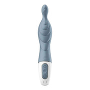 Vibratore punto A grigio chiaro frontale con pulsanti controllo e logo SF inciso