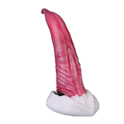 Dildo in silicone rosa texture ondulata vista laterale